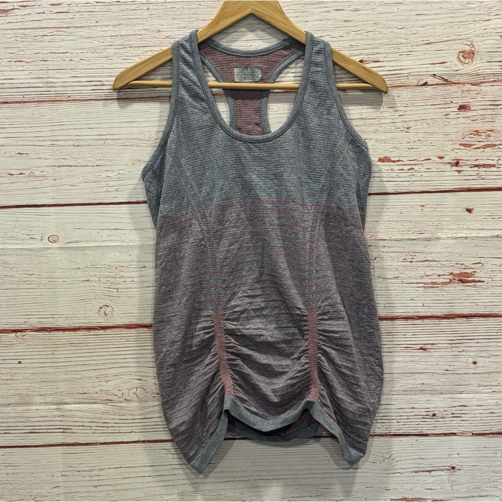 Athleta Fast Track Tank Top in Gray/Pink Stripe Sz M